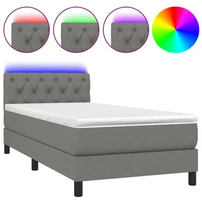 Produktbild von vidaXL Boxspringbett mit Matratze & LED Dunkelgrau 80x200 cm Stoff