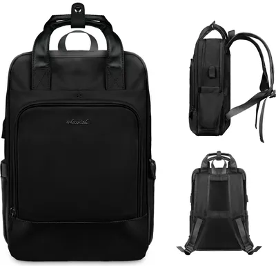 Produktbild von STILVORA Rucksack für Laptop und Tablet, Stylischer Laptop Rucksack Freizeit, Uni Rucksack mit USB Anschluss, Rucksack mit vielen Fächern, Schwarz