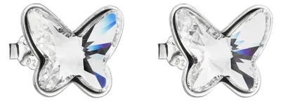 Imagen del producto de Pendientes de plata con diseño de mariposa blanca y cristales Swarovski, modelo 31251.1