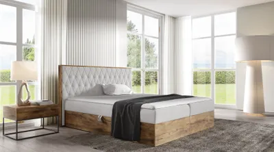Obrázek produktu pro Kontinentální postel 200x200 CHANTELLE 6 - dub wotan / světle šedá 1 + topper