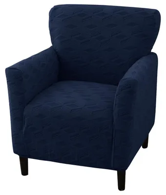 Obrázok produktu pre Poťah na kreslo, elastický, tmavomodrý, s vzorom Jacquard, s penovými výplňami