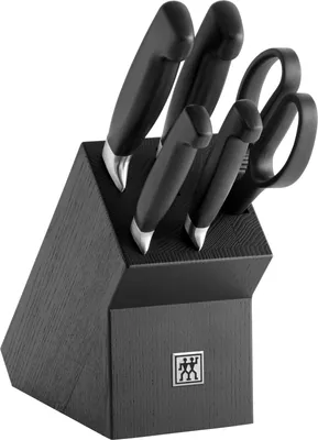Produktbild von ZWILLING VIER STERNE, Messer-Block/Besteck-Set, Edelstahl, Kunststoff, Edelstahl, Schwarz, Schwarz