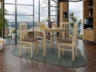 Obrázok produktu pre Jedálenský rozkladací stôl 80 cm so 4 stoličkami ADELBITE 4 - dub sonoma / hnedá 2