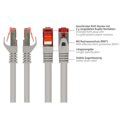 Produktbild von Alcasa 8060-050, 5 m, Cat6, S/FTP (S-STP), RJ-45, RJ-45, Grau