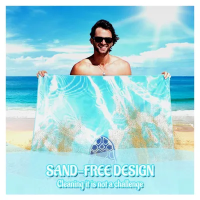 Produktbild von XXL Strandtuch 200×100 cm, schnelltrocknendes Mikrofaserhandtuch, sandfreies Badetuch, Stranddecke für Damen
