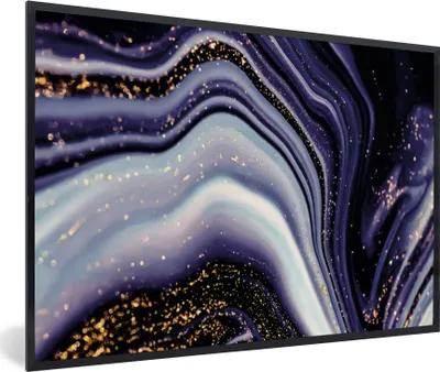Produktbild von MuchoWow® Gerahmtes Poster Marmor - Lila - Luxus - Marmoroptik - Glitzer 90x60 cm - Poster mit Schwarzem Bilderrahmen Wandposter Rahmen Foto Bilder - Fotorahmen - Foto-Plakat