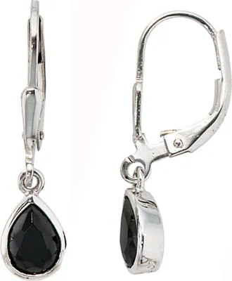 Produktbild von JOBO Boutons 925 Sterling Silber rhodiniert 2 schwarze Zirkonia Ohrringe Ohrhänger