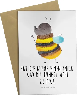 Produktbild von Mr. & Mrs. Panda Grußkarte Hummel flauschig - Weiß - Geschenk, Lustige Sprüche, genesungskarte, Blume, osterkarten, Natur, einladungskarten, weihnachtskarten, Biene