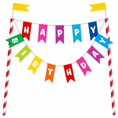 Image de Décoration pour gâteau « Happy Birthday » multicolore - taille unique