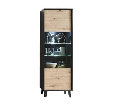 Produktbild von ARTONA 010 Hochvitrine Artisan Eiche / Schwarz, LED-Beleuchtung:ohne Beleuchtung