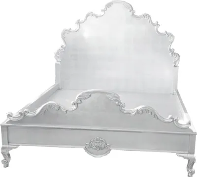 Produktbild von Casa Padrino Luxus Barock Doppelbett Weiß - Prunkvolles Massivholz Bett mit Kopfteil - Schlafzimmer Möbel im Barockstil - Edel & Prunkvoll