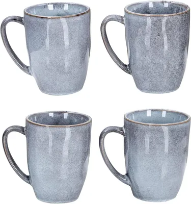 Productafbeelding van Set van 4 grijze koffiemokken 300 ml - Modern ontwerp voor elke keuken