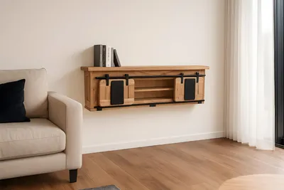 Produktbild von Refurbished Möbelretoure Wandboard Akazienholz massiv natur Wandregal 130 x 25 x 35 cm LIBRO