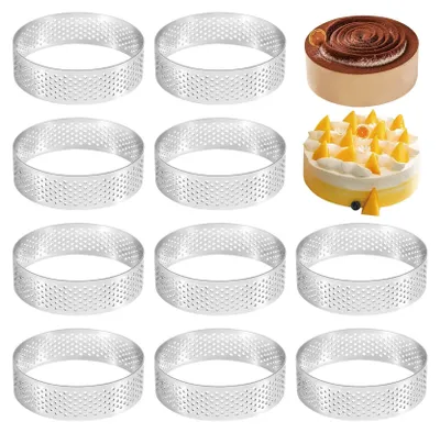Productafbeelding van Set van 10 ronde taartvormen van roestvrij staal, 7 cm