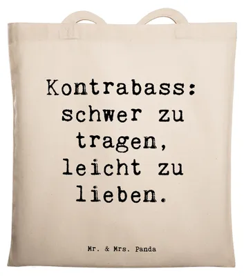 Produktbild von Mr. & Mrs. Panda Jutebeutel Spruch Kontrabass Liebe - Transparent - Geschenk, Musiker, Stoffbeutel, Jazzbands, Tote Bag, Musik, Streichinstrument, Sinfonieorchester