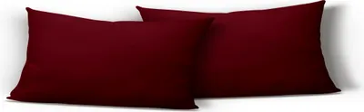 Two burgundy pillows are shown against a white background.