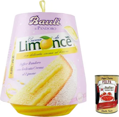 Produktbild von 3x Bauli Pandoro con crema Limoncè weich pandoro mit Zitronencreme 750g + Italian Gourmet polpa 400g