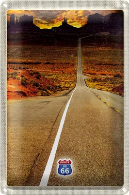 Produktbild von Blechschild Reise 20x30cm Amerika USA Route 66 Straße Gebirge