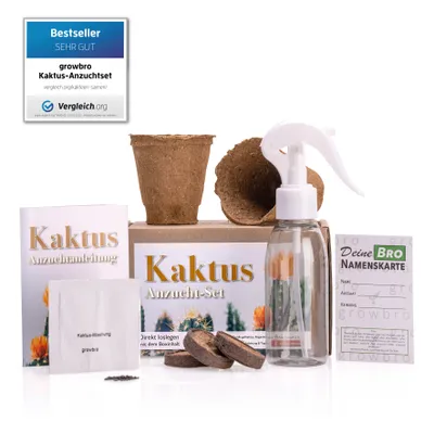 Produktbild von growbro| Kakteen Anzuchtset inkl. Sprühflasche | Das KAKTUS Geschenk für Frauen & Männer