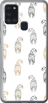 Produktbild von MuchoWow® Handyhülle Schutzhülle Hülle für Telefoonhoesje Samsung Galaxy A21s Muster - Kätzchen - Katze - Pastell - Mädchen - Kinder - Kind Silikon Softcase Handy Hülle - Hartschale