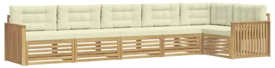 Productafbeelding van vidaXL Buitenloungeset, 6-delig, wit en crème, polyester