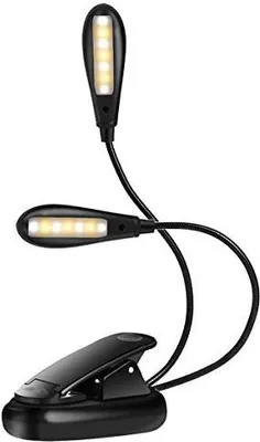 Produktbild von Akozon LED -Lesen Lampe Buch 14 USB wiederaufladbare Klemme Licht 3 Helligkeit Dimmbares Doppelkopf Flexible Clip Night Reading, Büro, Buch, Bett