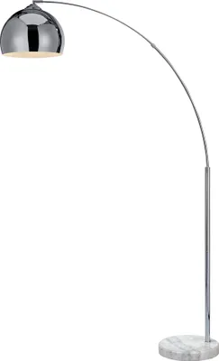 Produktbild von Teamson Home Arquer 68.1" Bogen Stehlampe für Wohnzimmer, Arbeitszimmer, Esszimmer, Schlafzimmer mit weißem Marmorsockel und verchromtem Glockenschirm