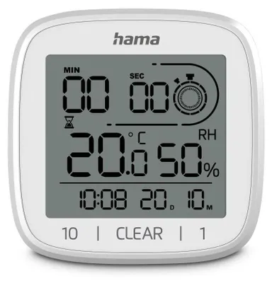 Produktbild von Hama Digitale Badezimmeruhr Zypern, Saugnapf, zum Stellen und Hängen, Weiß (00185893)