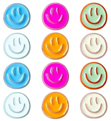 Produktbild von Smiley Magnete - 12 Stück Set - Für Küche Klassenzimmer Büro Tafel und Spind - Bunt