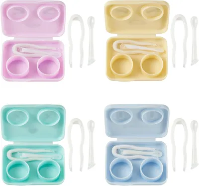 Imagen del producto de Estuche para lentes de contacto, juego de 4 piezas, 47x60x14 mm, de varios colores, para su almacenamiento
