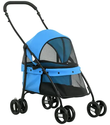 Image de Hundebuggy - Chariot pliable pour animaux de compagnie - Fenêtres en filet - Laisse