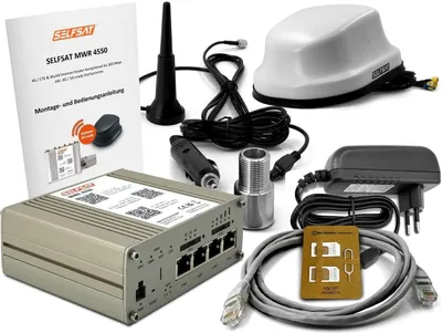 Produktbild von SELFSAT MWR 4550 weiß ( 4G / LTE & WLAN Internet Router bis 300 Mbps inkl. 4G/5G ready Dachantenne )