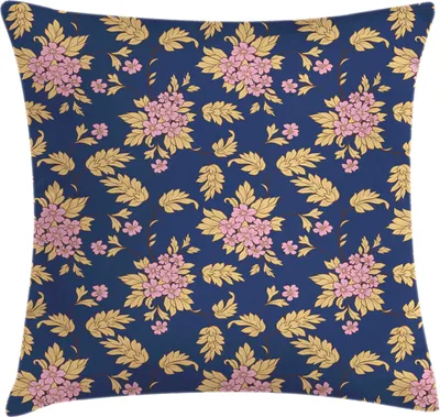 Produktbild von ABAKUHAUS Blumen Kissenbezug, Blühende Blumen und Blätter Saisonalität Weinlese-Laub, 45 x 45 cm, Lavendel Braun