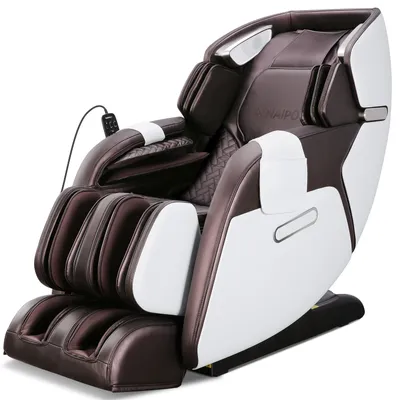 Image de Fauteuil de massage NAIPO avec service d'installation – Fauteuil de massage Shiatsu « Zero Gravity » pour tout le corps, avec chauffage, rail SL, fonction de tapotement, pétrissage, système de massage à air et musique en son surround 3D via Bluetooth