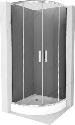Zdjęcie produktu dla Mexen Rio kabina prysznicowa półokrągła 70 x 70 cm, grafit, chrom + brodzik Rio, biały - 863-070-070-01-40-4710