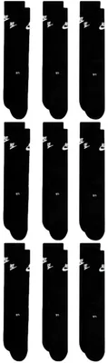 Produktbild von 9 Paar NIKE DX5025 Essential CREW Socken Damen, Herren, Unisex Sportsocken - Farbe: schwarz / schwarz / schwarz - Größe: 46-50