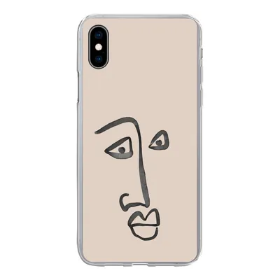 Produktbild von MuchoWow® Handyhülle Schutzhülle Hülle für iPhone Xs Gesicht - Rosa - Strichzeichnung Silikon Softcase Handy Hülle - Handytasche
