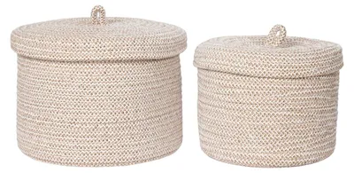 Immagine prodotto di Set 2 cestini rotondi con coperchio in cotone Sebal — beige naturale