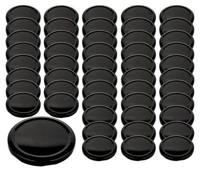 Produktbild von 50er Set Ersatzdeckel für Marmeladengläser - schwarz - Schraubdeckel aus Metall für Einmachgläser