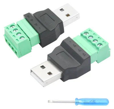 Productafbeelding van 2 stuks USB 2.0 A-stekker op 4-pins schroefaansluiting, adapter