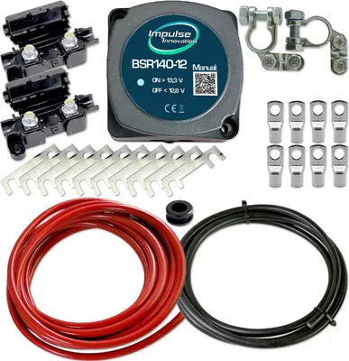 Produktbild von Zweitbatterieset | BSR140-12 | Automatik Trennrelais 12V | 3,5m 10mm² Kabel | 10x Streifensicherung