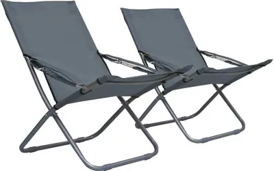 Image de Chaises pliables de plage lot de 2 Tissu Gris