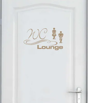 Produktbild von Wandtattoo - Wandaufkleber - Tür- Wandtattoo "WC Lounge" - 60cm x 34cm braun - Dekoration Küche Wohnzimmer Wand