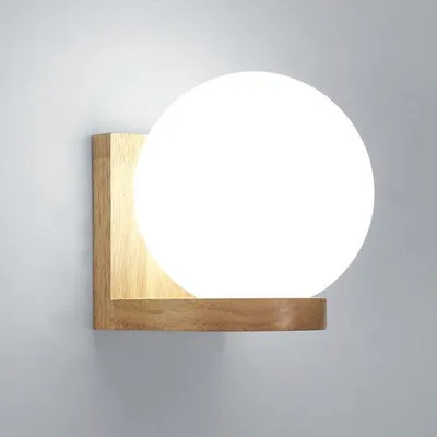 Productafbeelding van Moderne Houten Wandlamp met Glas voor Slaapkamer en Woonkamer