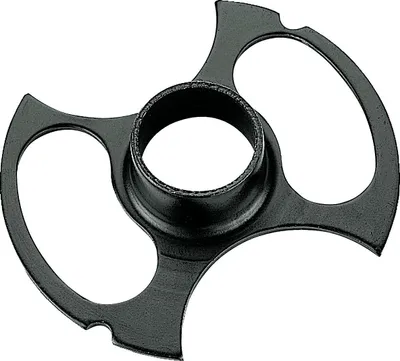 A black metal guide sleeve with three curved arms, centered on a white background.