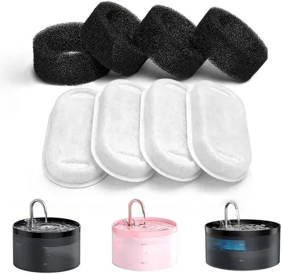 Productafbeelding van GIOTOHUN 8 filters voor kattenfonteinen: Filters voor kattenfonteinen – Drinkfonteinen voor katten – Filters voor drinkfonteinen voor katten – Verwijdering van verontreinigingen – 4 actieve koolfilters + 4 schuimfilters