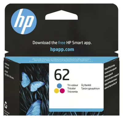Produktbild von HP 62 Cyan/Magenta/Gelb Original Tintenpatrone, Standard, Cyan, Magenta, Gelb, Tinte auf Farbstoffbasis, 4,5 ml, 1 Stück(e), Kombi-Packung