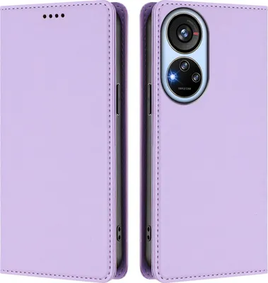 Produktbild von Handyhülle für ZTE Blade V40s, Kunstleder Klapphülle Stoßfeste Magnetische Hülle mit Ständer Violett