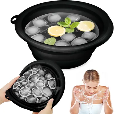 Produktbild von Face Ice Bath Bowl, Silikon Schüssel für Gesicht Eisbad, Facial Ice Bath Washbasin für Gesicht Schnell Kühlung - für Heimgebrauch, Unterwegs, Schwarz