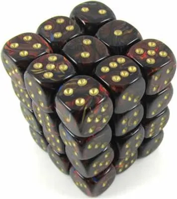 Productafbeelding van Chessex W6x36 dobbelset, Scarab, blauw/goud